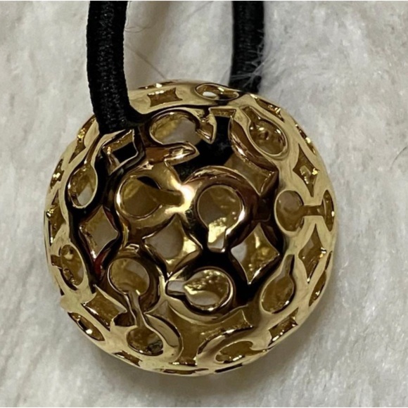 Coach Large Signature Double Bobble Hair Tie W Box NWOT - Picture 2 of 3